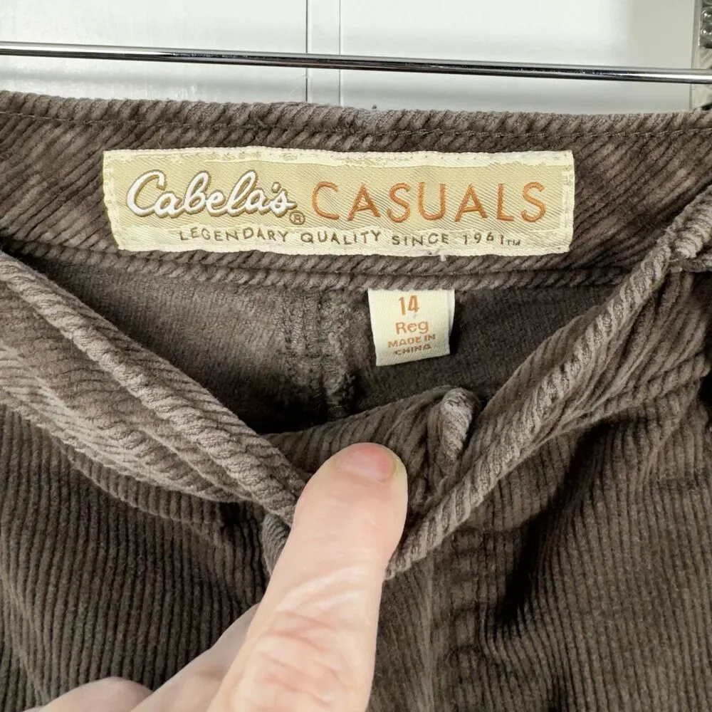 Cabelas Casuals Corduroy Pants Women 14‎ Reg Brown Flare Leg Casual Outdoor